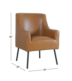 Accent Chairs-Kirkland's Home Faux Leather Black Legs Accent Chair Brown