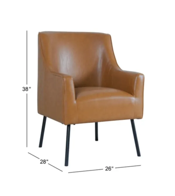 Accent Chairs-Kirkland's Home Faux Leather Black Legs Accent Chair Brown