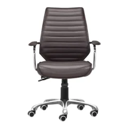 Office Furniture-Kirkland's Home Faux Leather Channeled Office Chair Brown