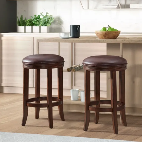 Bar Stools & Counter Height Stools-Kirkland's Home Faux Leather Counter Stools, Set Of 2 Brown