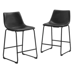 Bar Stools & Counter Height Stools-Kirkland's Home Faux Leather Counter Stools, Set Of 2 Black