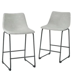 Bar Stools & Counter Height Stools-Kirkland's Home Faux Leather Counter Stools, Set Of 2 Gray