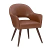Dining Chairs-Kirkland's Home Faux Leather Curved Open Back Dining Chair Brown