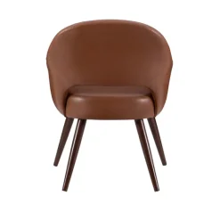 Dining Chairs-Kirkland's Home Faux Leather Curved Open Back Dining Chair Brown