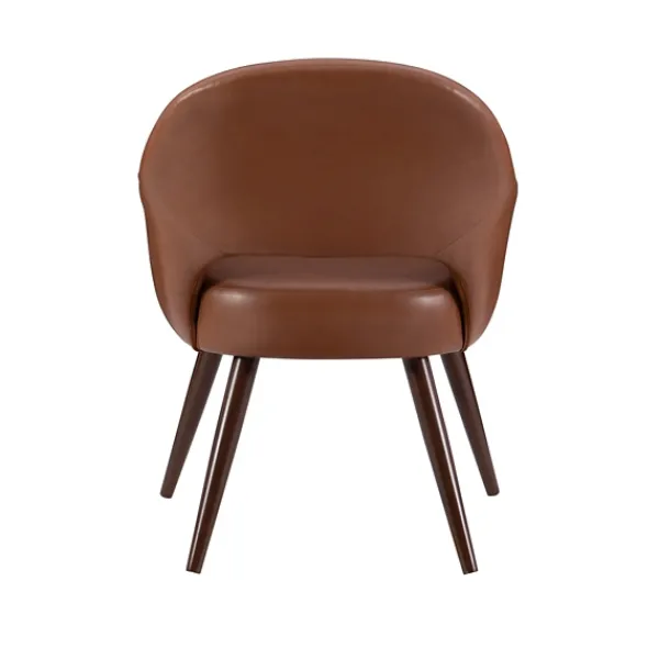Dining Chairs-Kirkland's Home Faux Leather Curved Open Back Dining Chair Brown