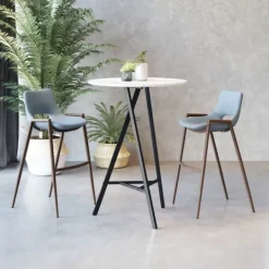 Bar Stools & Counter Height Stools-Kirkland's Home Faux Leather Cutout Bar Stools, Set Of 2 Blue