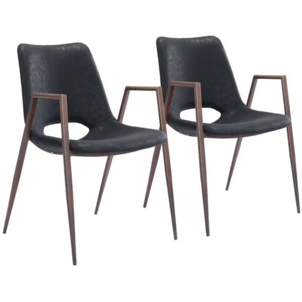 Dining Chairs-Kirkland's Home Faux Leather Cutout Dining Chairs, Set Of 2 Black