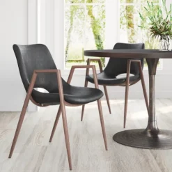 Dining Chairs-Kirkland's Home Faux Leather Cutout Dining Chairs, Set Of 2 Black