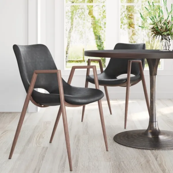 Dining Chairs-Kirkland's Home Faux Leather Cutout Dining Chairs, Set Of 2 Black