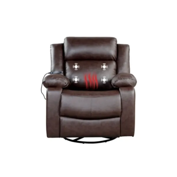 Accent Chairs-Kirkland's Home Faux Leather Heated Massage Recliner Brown