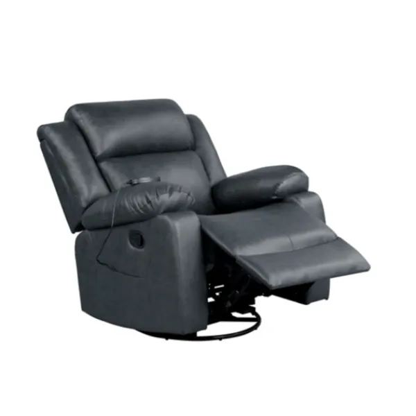 Accent Chairs-Kirkland's Home Faux Leather Heated Massage Recliner Gray