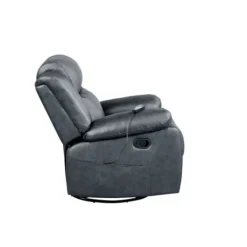 Accent Chairs-Kirkland's Home Faux Leather Heated Massage Recliner Gray