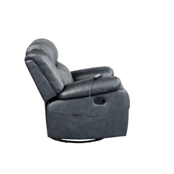 Accent Chairs-Kirkland's Home Faux Leather Heated Massage Recliner Gray