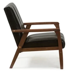Accent Chairs-Kirkland's Home Faux Leather Kegan Accent Chair Black