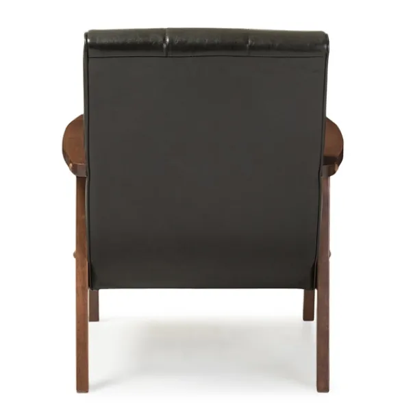 Accent Chairs-Kirkland's Home Faux Leather Kegan Accent Chair Black