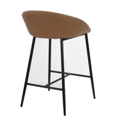 Bar Stools & Counter Height Stools-Kirkland's Home Faux Leather Low Counter Stools, Set Of 2 Brown