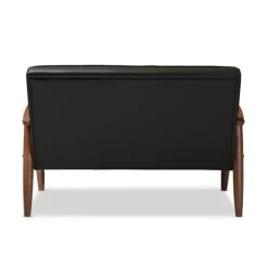 Sofas & Loveseats-Kirkland's Home Faux Leather Modern 2-Seat Loveseat Black