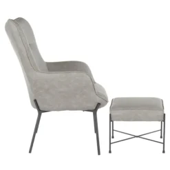 Accent Chairs-Kirkland's Home Faux Leather 2-Pc. Chair And Ottoman Set Gray