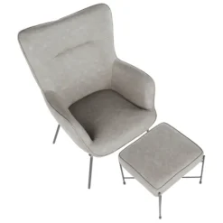 Accent Chairs-Kirkland's Home Faux Leather 2-Pc. Chair And Ottoman Set Gray