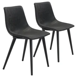 Dining Chairs-Kirkland's Home Faux Leather Scoop Dining Chairs, Set Of 2 Black