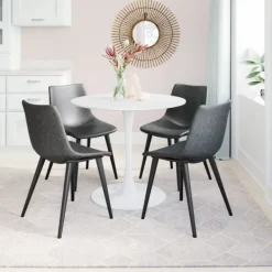 Dining Chairs-Kirkland's Home Faux Leather Scoop Dining Chairs, Set Of 2 Black