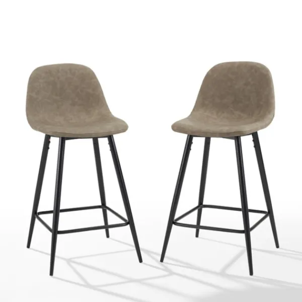 Bar Stools & Counter Height Stools-Kirkland's Home Faux Leather Slope Counter Stools, Set Of 2 Brown