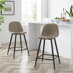 Bar Stools & Counter Height Stools-Kirkland's Home Faux Leather Slope Counter Stools, Set Of 2 Brown