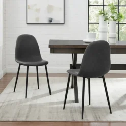 Dining Chairs-Kirkland's Home Faux Leather Slope Dining Chairs, Set Of 2 Black