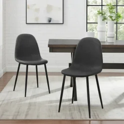 Dining Chairs-Kirkland's Home Faux Leather Slope Dining Chairs, Set Of 2 Black