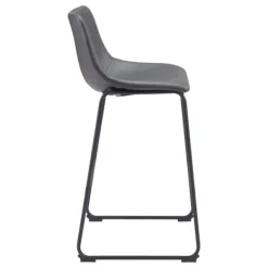 Bar Stools & Counter Height Stools-Kirkland's Home Faux Leather Sloped Bar Stools, Set Of 2 Gray