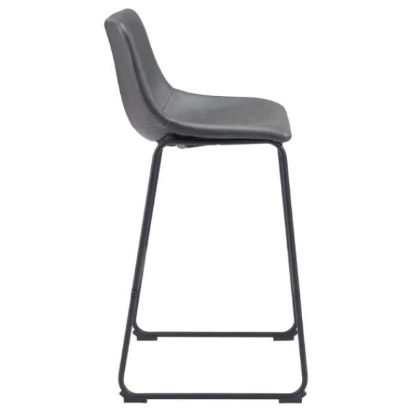 Bar Stools & Counter Height Stools-Kirkland's Home Faux Leather Sloped Bar Stools, Set Of 2 Gray