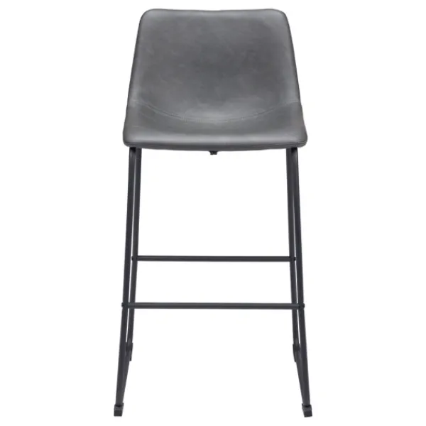 Bar Stools & Counter Height Stools-Kirkland's Home Faux Leather Sloped Bar Stools, Set Of 2 Gray