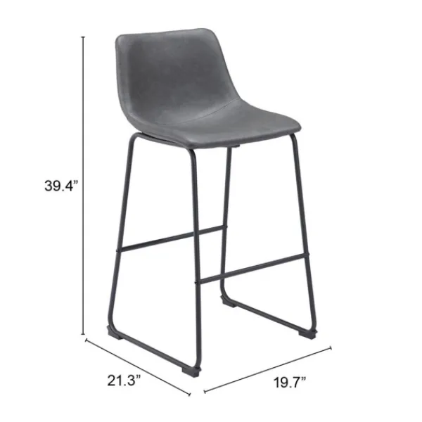 Bar Stools & Counter Height Stools-Kirkland's Home Faux Leather Sloped Bar Stools, Set Of 2 Gray