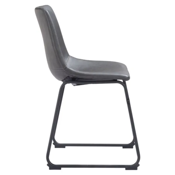 Dining Chairs-Kirkland's Home Faux Leather Sloped Dining Chairs, Set Of 2 Gray