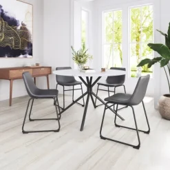 Dining Chairs-Kirkland's Home Faux Leather Sloped Dining Chairs, Set Of 2 Gray
