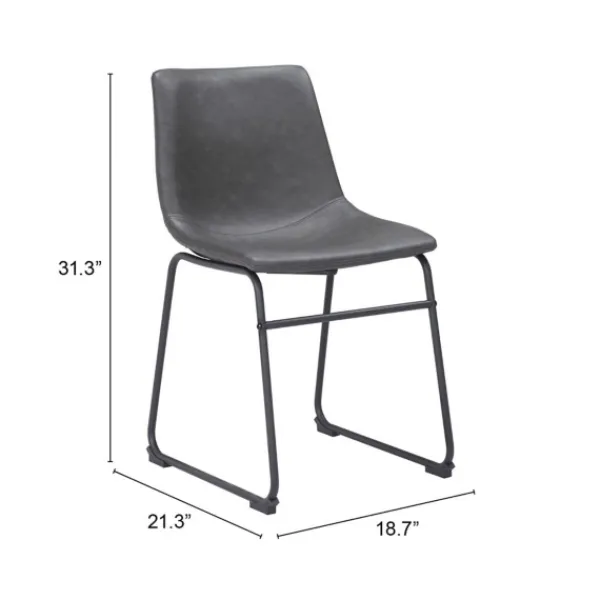 Dining Chairs-Kirkland's Home Faux Leather Sloped Dining Chairs, Set Of 2 Gray