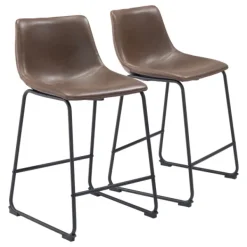 Bar Stools & Counter Height Stools-Kirkland's Home Faux Leather Sloped 2-Pc. Counter Stool Set Brown