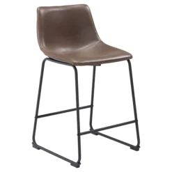 Bar Stools & Counter Height Stools-Kirkland's Home Faux Leather Sloped 2-Pc. Counter Stool Set Brown