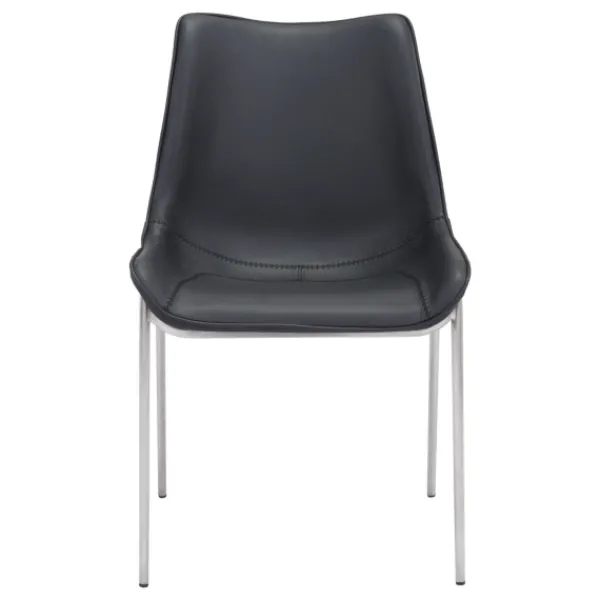 Dining Chairs-Kirkland's Home Faux Leather Stitch Dining Chairs, Set Of 2 Black