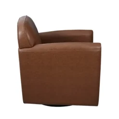 Accent Chairs-Kirkland's Home Faux Leather Swivel Club Chair Brown