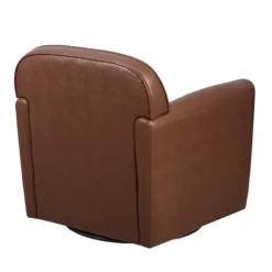 Accent Chairs-Kirkland's Home Faux Leather Swivel Club Chair Brown