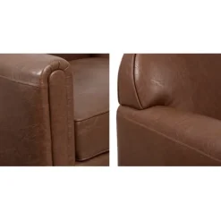 Accent Chairs-Kirkland's Home Faux Leather Swivel Club Chair Brown