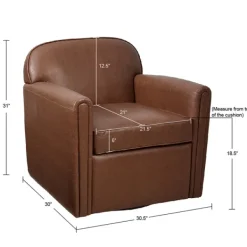 Accent Chairs-Kirkland's Home Faux Leather Swivel Club Chair Brown