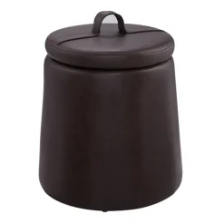 Benches & Ottomans-Kirkland's Home Faux Leather Top Handle Storage Ottoman Brown