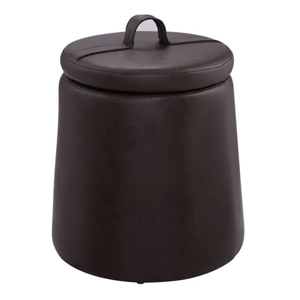 Benches & Ottomans-Kirkland's Home Faux Leather Top Handle Storage Ottoman Brown