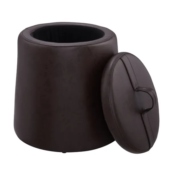Benches & Ottomans-Kirkland's Home Faux Leather Top Handle Storage Ottoman Brown