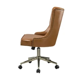 Office Furniture-Kirkland's Home Faux Leather Tufted Back Office Chair Brown