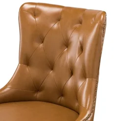 Office Furniture-Kirkland's Home Faux Leather Tufted Back Office Chair Brown