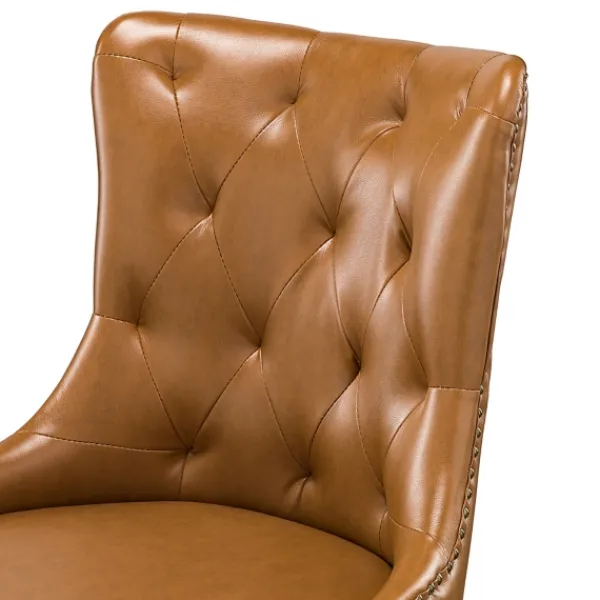 Office Furniture-Kirkland's Home Faux Leather Tufted Back Office Chair Brown