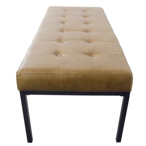 Benches & Ottomans-Kirkland's Home Faux Leather Tufted Button Bench Brown